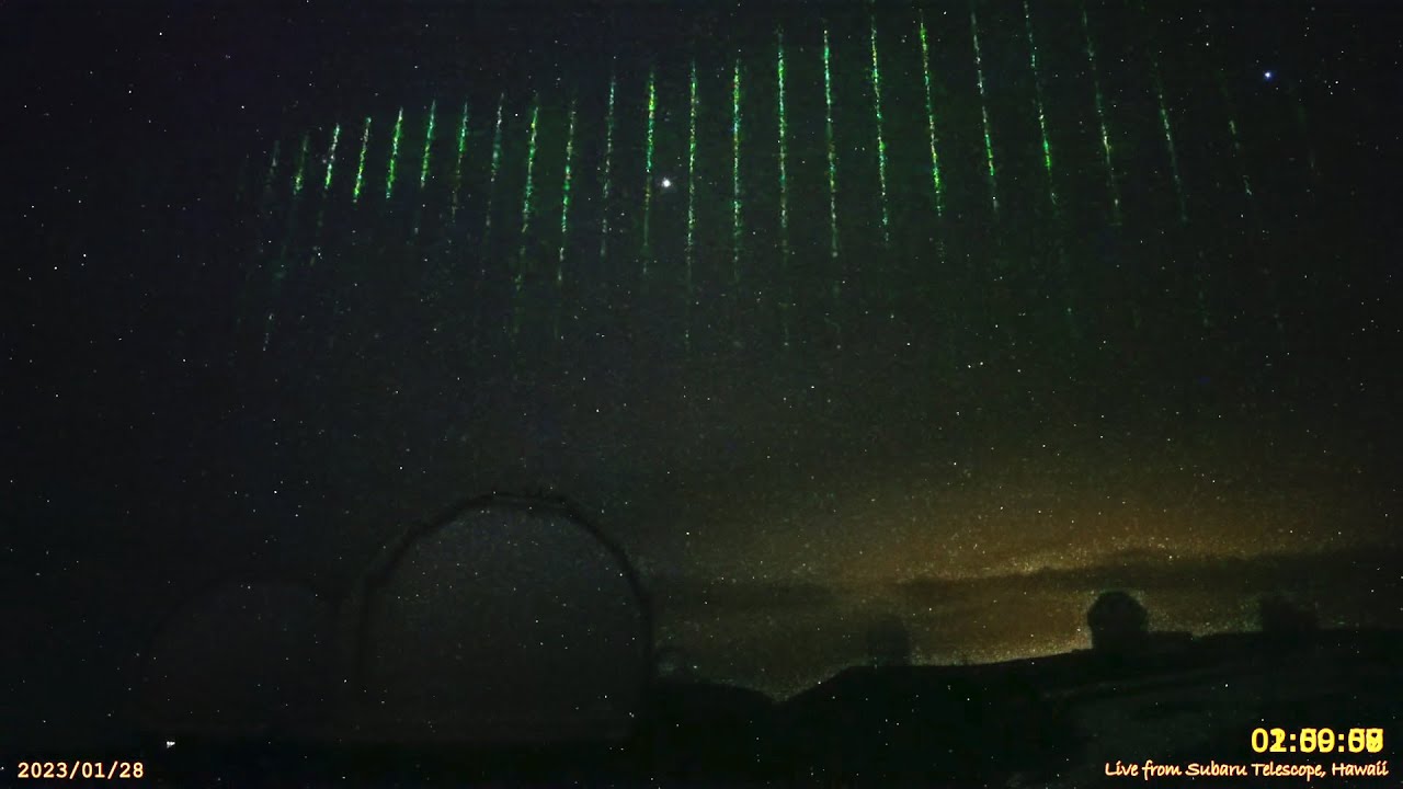 A Rare View of the Green Laser Scan from the Space 2023-1-28 UT / 稀な宇宙からのレーザースキャンシーンを捉えた！マウナケアからの風景