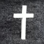 grayscale photography of cross