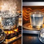 Imagem relacionada a Por que a água fervente faz bolhas, menos no micro-ondas?